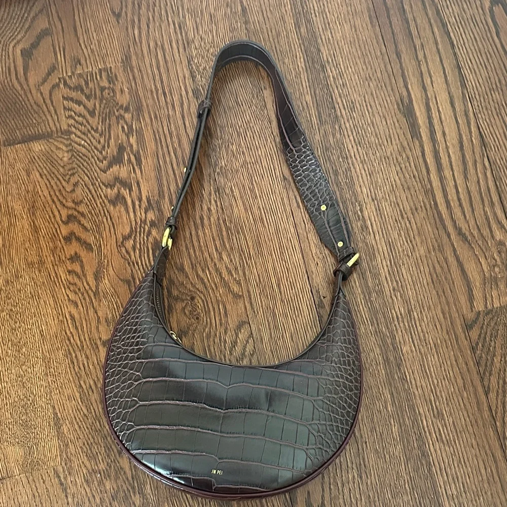 JW PEI Dark Brown Croc-Embossed Shoulder Bag - Picture 2 of 4